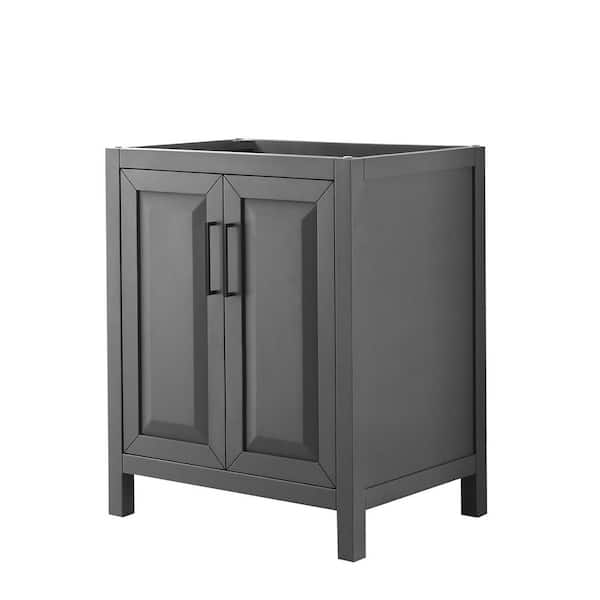 Wyndham Collection Daria 29 in. W x 21.5 in. D x 35 in. H Single Bath Vanity Cabinet without Top in Dark Gray