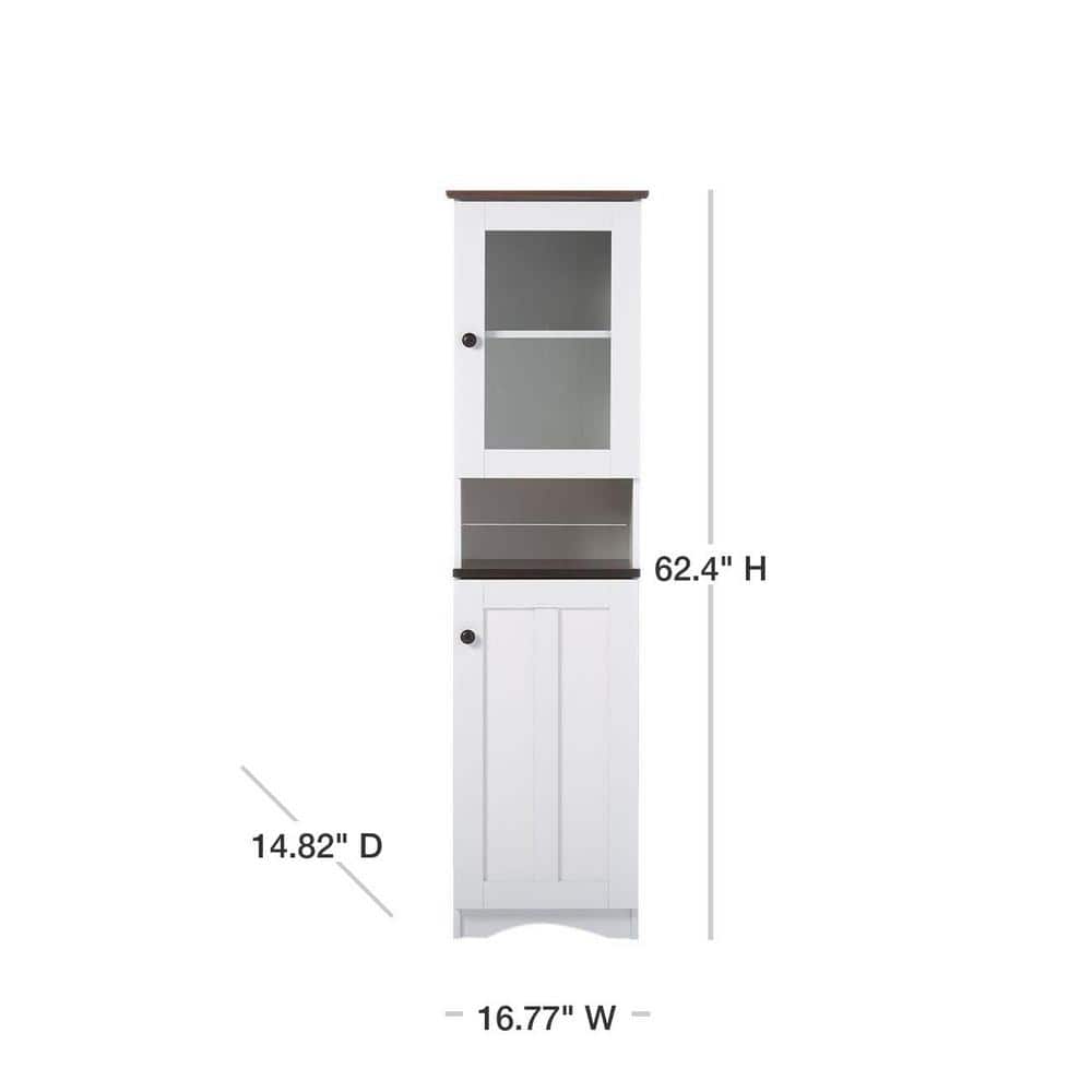 Lauren White and Dark Brown Two-Tone China Cabinet with Glass Door