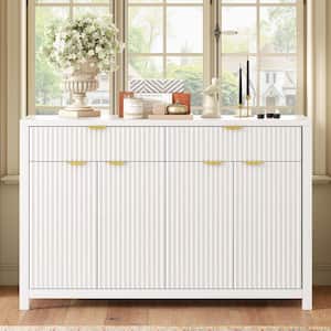 Gymax White 59'' MDF Large Storage Cabinet Buffet Sideboard w/ 4