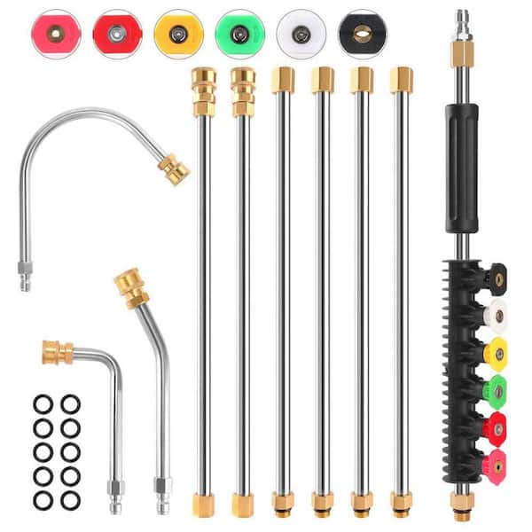 97 in. Gutter Cleaning Tools, 30°, 90°, 120° Curved Rod, Gutter Brush with 4000 PSI Pressure Washer Extension Wand