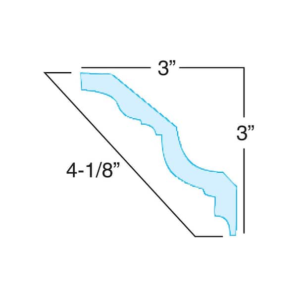 American Pro Decor 3 in. x 3 in. x 96 in. Recycled Polystyrene Ribbon Rope Crown Moulding Pro Pack 64 LF (8-Pack)