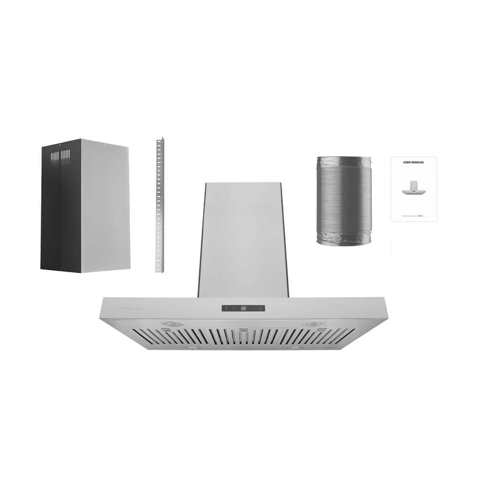 30" Stainless Steel Convertible Island Range Hood with Charcoal Filter