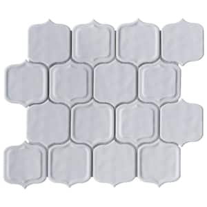 Classic White 11.86 in. x 10.79 in. Arabesque Glossy Glass Mosaic Tile (8.9 sq. ft./Case)