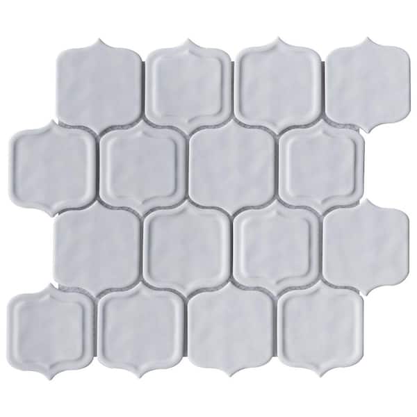 MOLOVO Classic White 11.86 in. x 10.79 in. Arabesque Glossy Glass Mosaic Tile (8.9 sq. ft./Case)