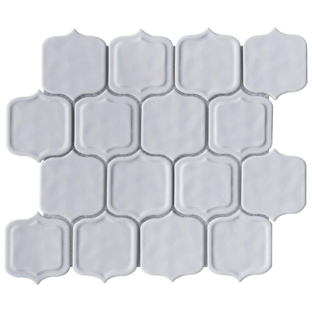 Classic White 11.86 in. x 10.79 Arabesque Glossy Glass Mosaic Tile Sample price history on PriceWatchPro