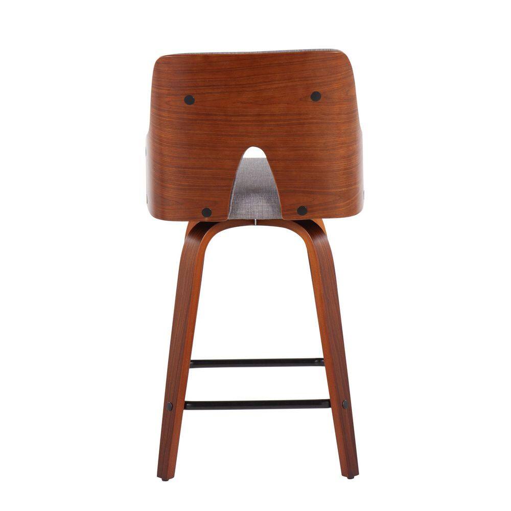 Stella Walnut and Gray Swivel Counter Stools, Set of 2