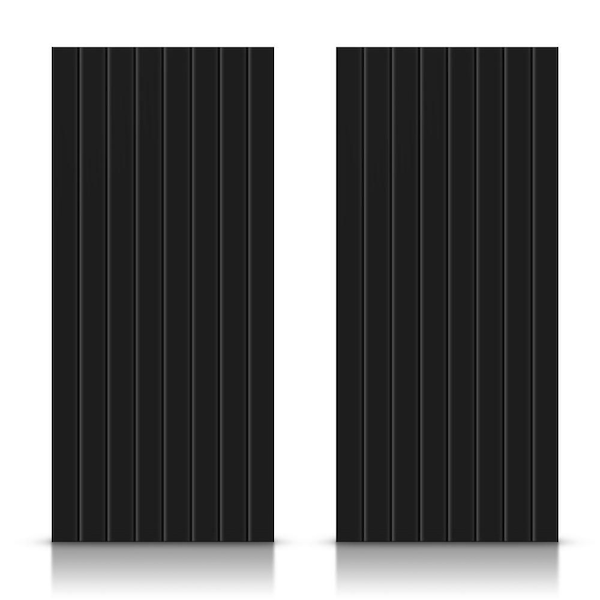 CALHOME 48 in. x 80 in. Hollow Core Black Painted Composite MDF Interior Double Closet Sliding Doors