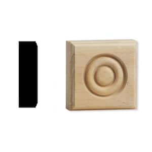 DM R375 - 7/8 in. x 3-3/4 in. x 3-3/4 in. Solid Pine MIterless Rosette Block with Button Design