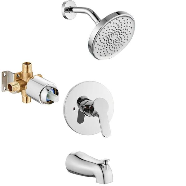 Single Handle 1-Spray Wall Mount Tub and Shower Faucet 1.46 GPM Polish Chrome Rough-in Valve Included