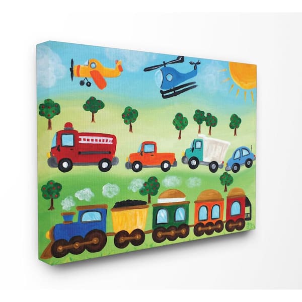 Stupell Industries 16 in. x 20 in. "Planes, Trains, and Automobiles" by nJoyArt Printed Canvas Wall Art