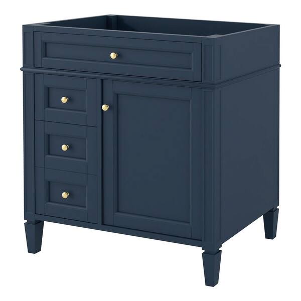 Quintina 29.30 in. W Modern Freestanding Bath Vanity Cabinet without Top in Blue with Door, Tip-out Drawer, 2 Drawers