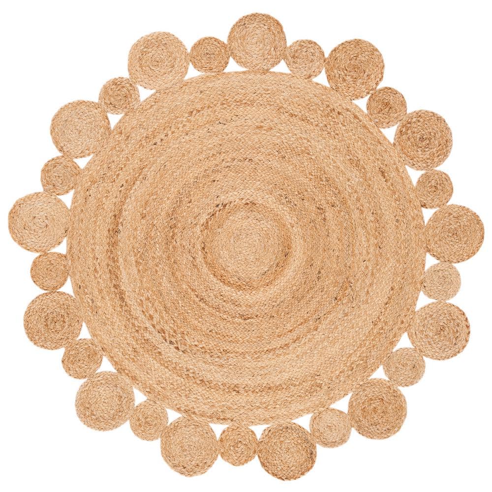 SAFAVIEH Natural Fiber Beige 4 ft. x 4 ft. Round Solid Area Rug NFB307A ...