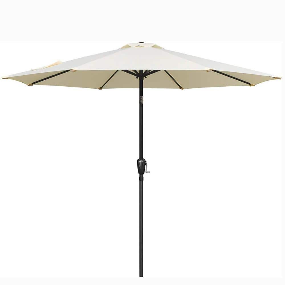 9 ft. Steel Market Outdoor Tilt Patio Umbrella in Beige with 8 Sturdy Ribs