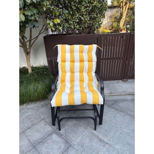 TIRAMISUBEST 44 in. x 22 in. 2-Piece High Back Outdoor Lounge Chair Cushions in Yellow and White