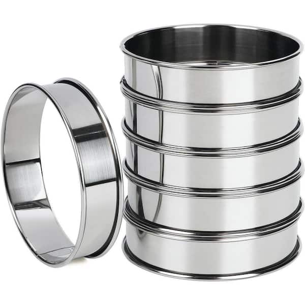 Stainless Steel Double Rolled Nonstick Round Pancake Mold Set for Baking English Muffins Crumpets Eggs