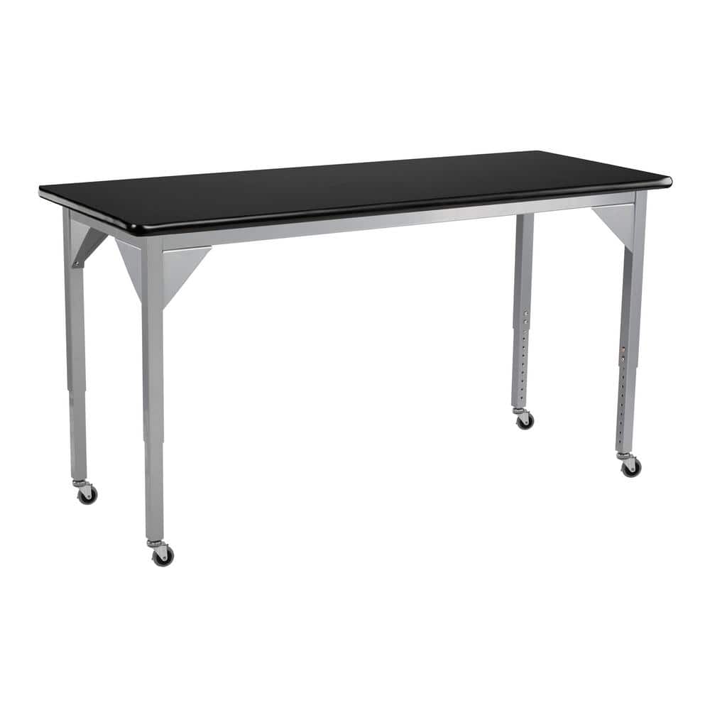 Adjustable Gray Steel Science Table with Black Laminate Top
