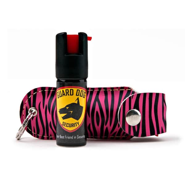 Guard Dog Security Pepper Spray in Keychain Leather Holster, Zebra Pink/White