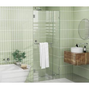 33.75 in. x 78 in. Pivot Frameless Wall Hinged Towel Bar Shower Door