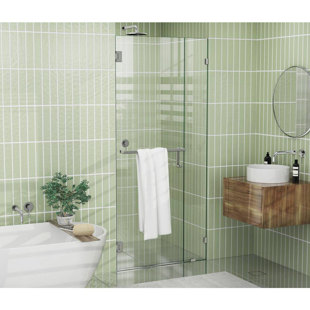 Glass Warehouse 35 in. x 78 in. Pivot Frameless Wall Hinged Towel Bar
