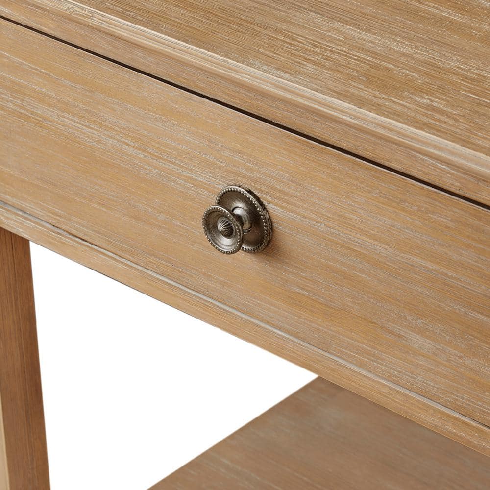 Victoria Light Natural Rubberwood Night Table with Drawer