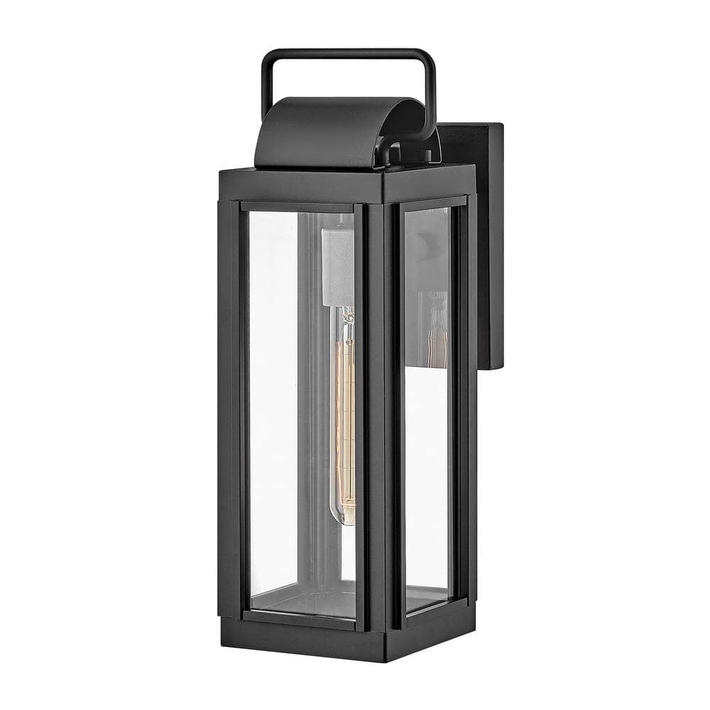 Sag Harbor Black and Bronze Outdoor Wall Lantern with Clear Glass
