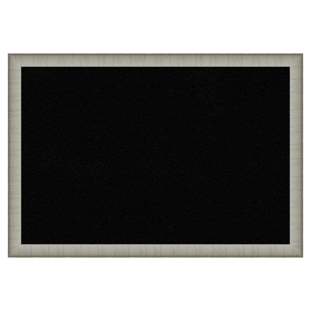 Amanti Art Elegant Brushed Pewter Narrow Framed Black Corkboard 39 in ...