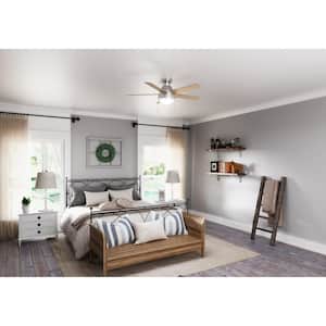 Anslee 46 in. Indoor Low Profile Brushed Nickel Ceiling Fan with Light