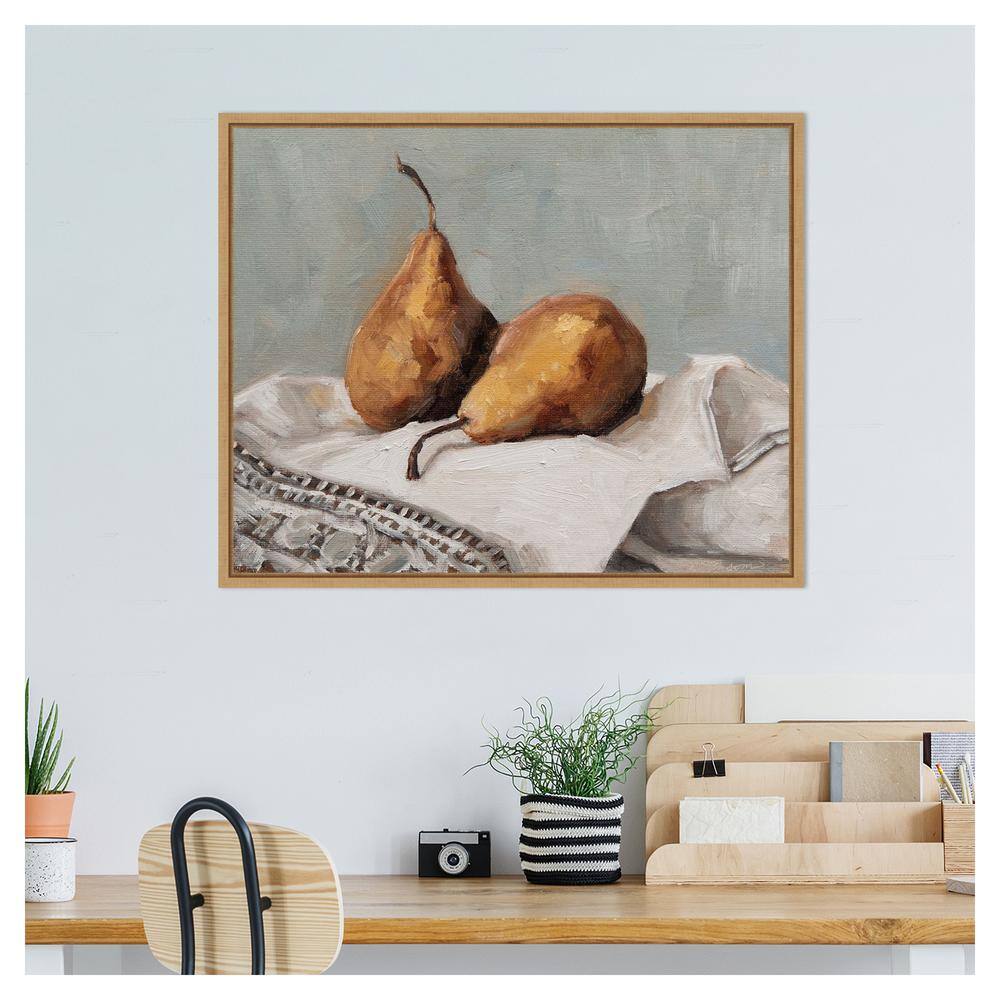 Pair of Pears II Brown Framed Canvas Wall Art Print