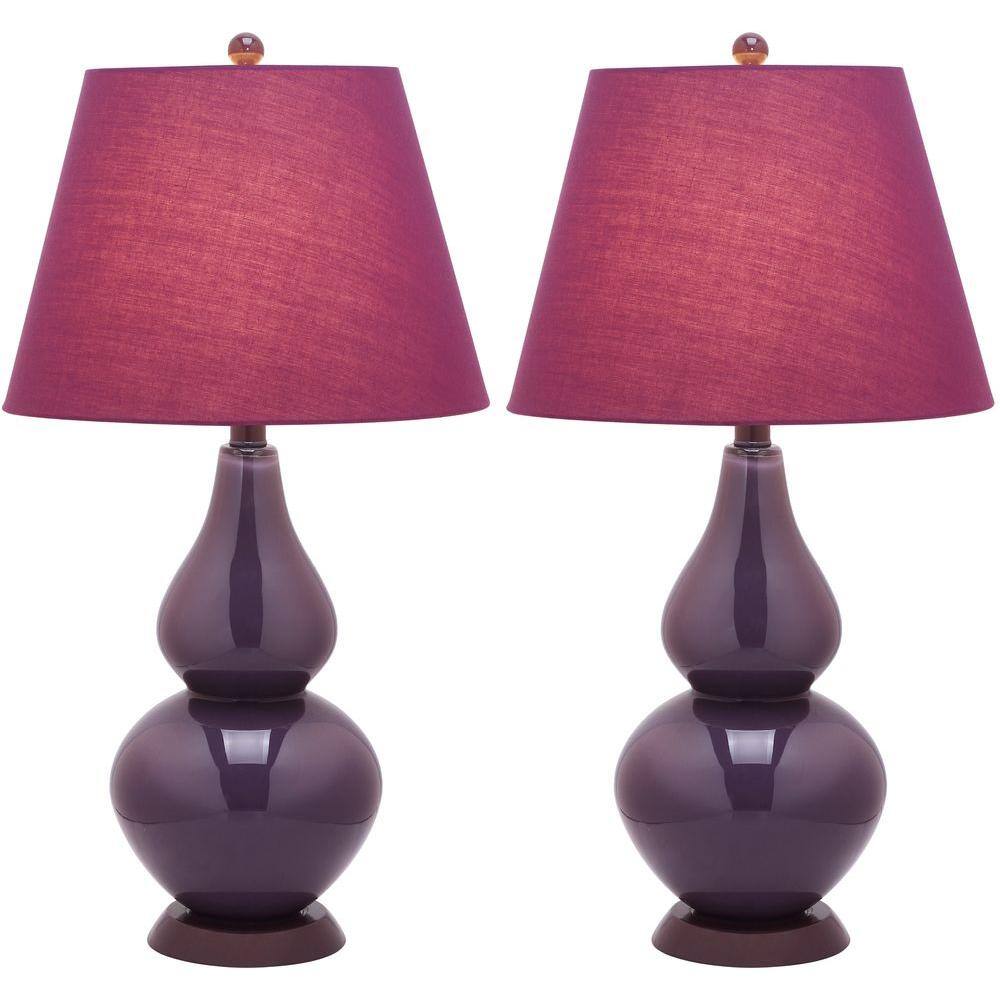 Cybil 26" Dark Purple Double Gourd Glass Table Lamp Set