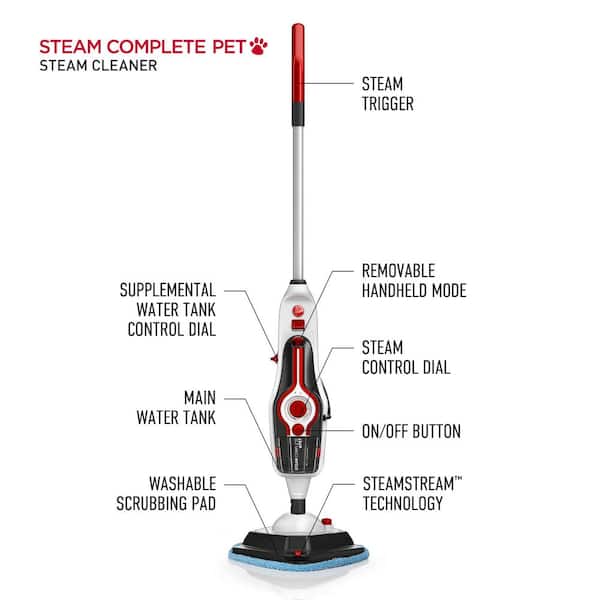🔥Hoover Complete Pet Steam Mop with Removable Handheld Steamer, WH21000,  White
