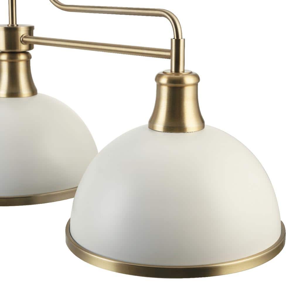 Matte White and Brass 3-Light Linear Chandelier