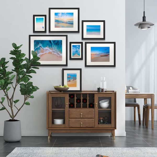 Magnetic 16 x 20 Black Wood Hanging Picture Frame Set of 9