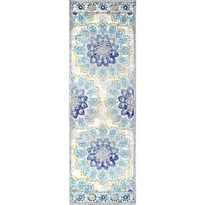 Kiyoko Vintage Floral Blue 3 ft. x 8 ft. Runner Rug