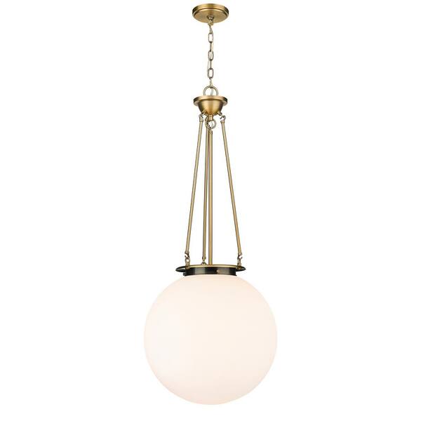 Beacon 100-Watt 1-Light Brushed Brass Shaded Pendant Light with Frosted Glass Frosted Glass Shade