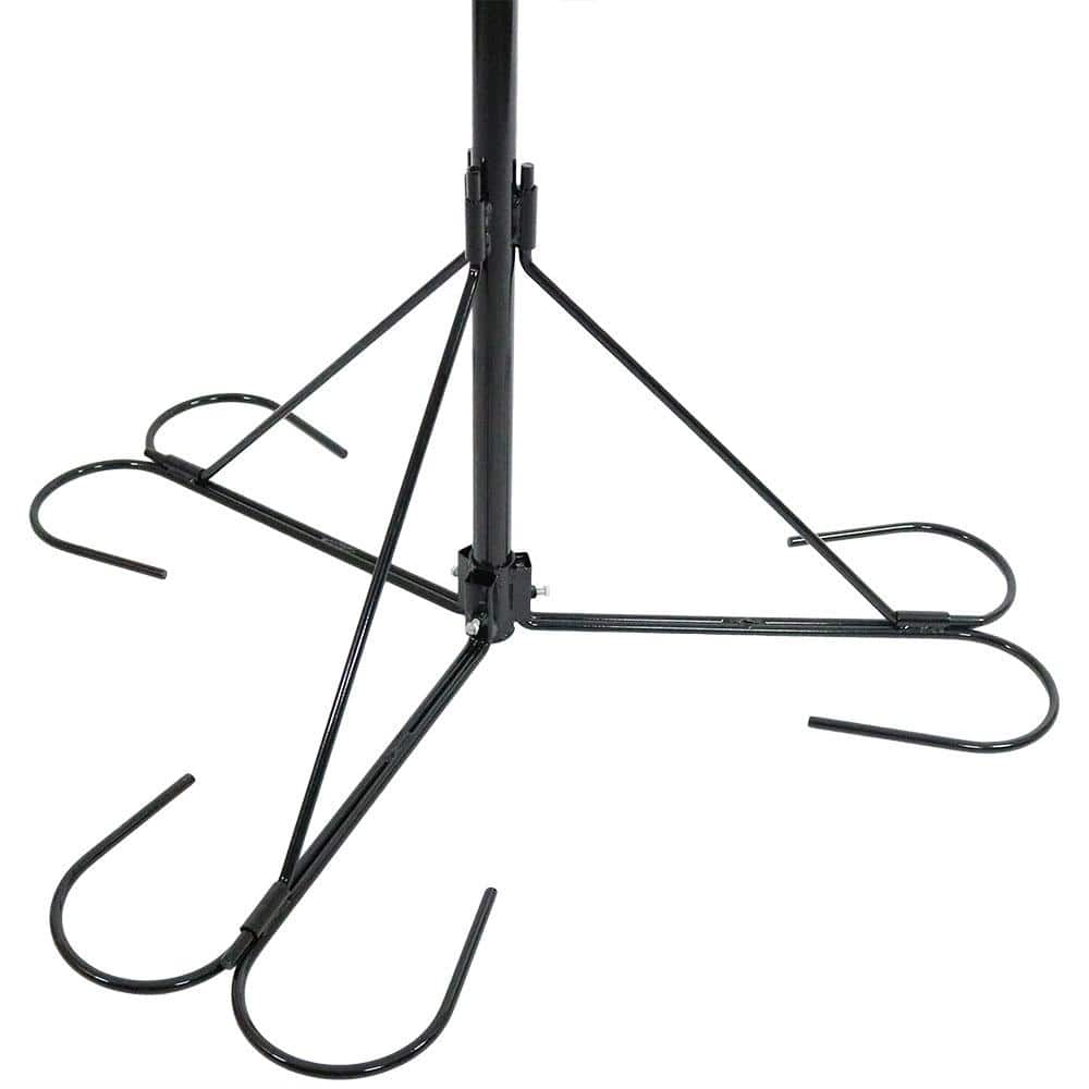 84" Black Powder-Coated Steel 4-Arm Hanging Basket Plant Stand