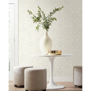 60.75 sq ft Beige Gatsby Damask Pre-Pasted Wallpaper