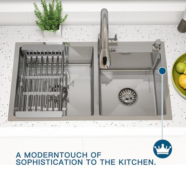 QATSPACE DESIGNS INC 32 in. Drop-In/Undermount Double Bowl