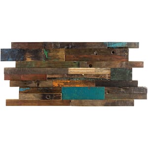 Timber Multi-Color Wood 4 in. x 8 in. Mosaic Wall Tile Sample