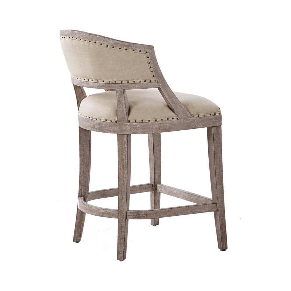 Gray Wood and Metal Backless Counter Stool with Graduated Legs