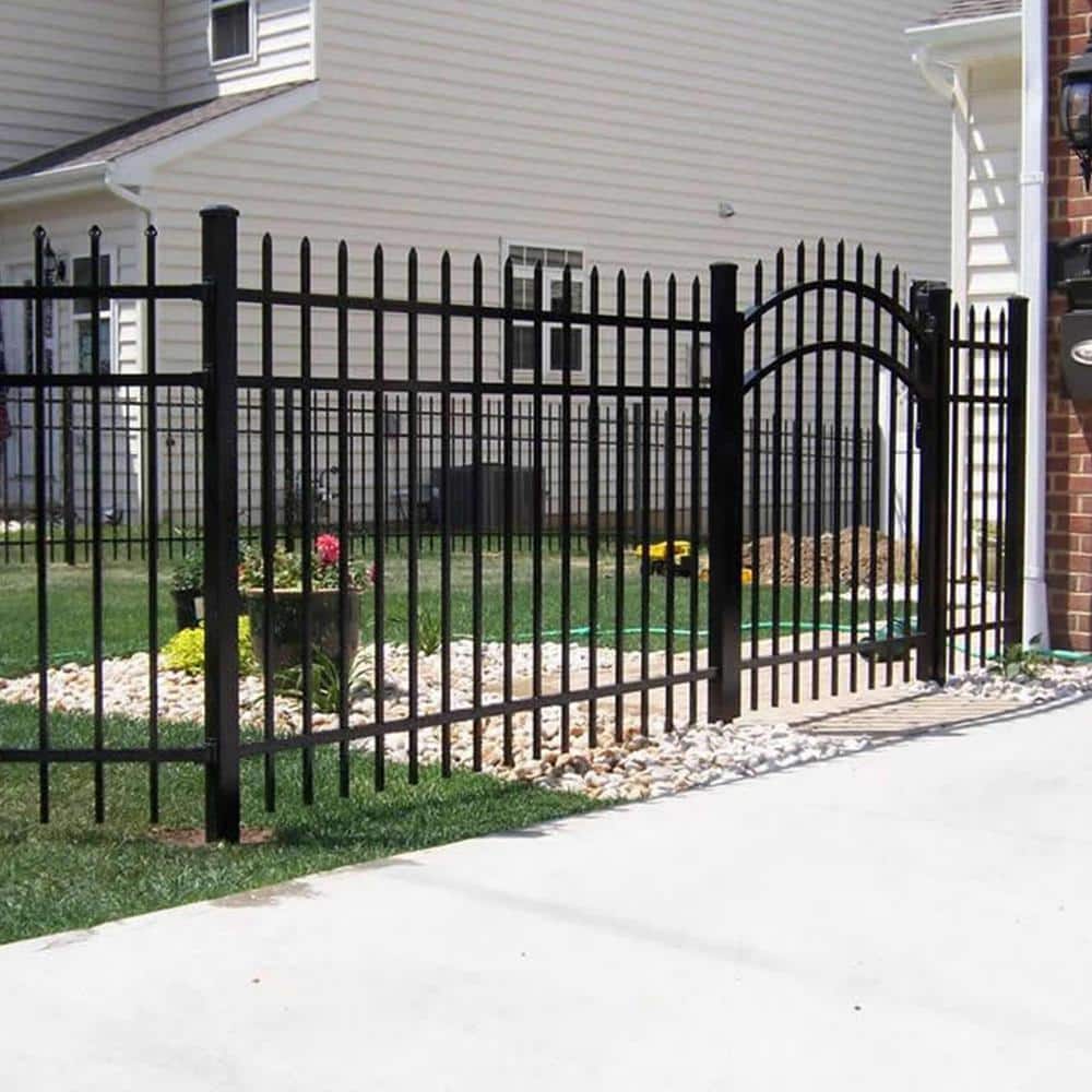 ALEKO 64-Foot Black Steel 8-Panel Straight Top Fence Kit