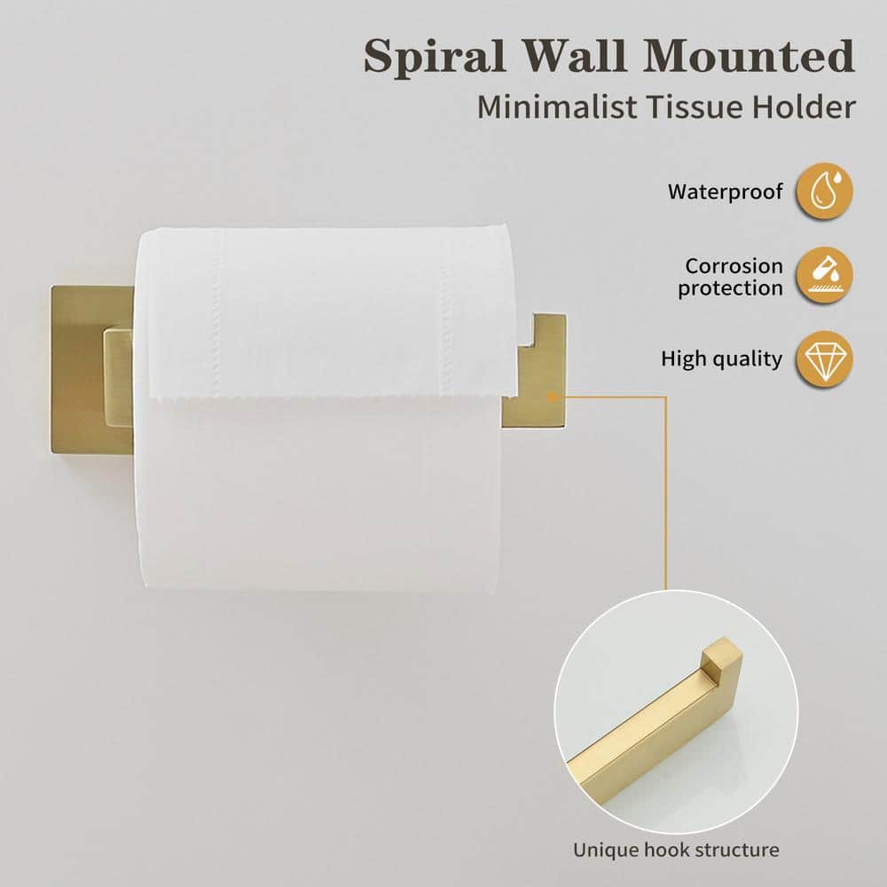 Brushed Gold 5-Piece Bathroom Hardware Set with Towel Bar