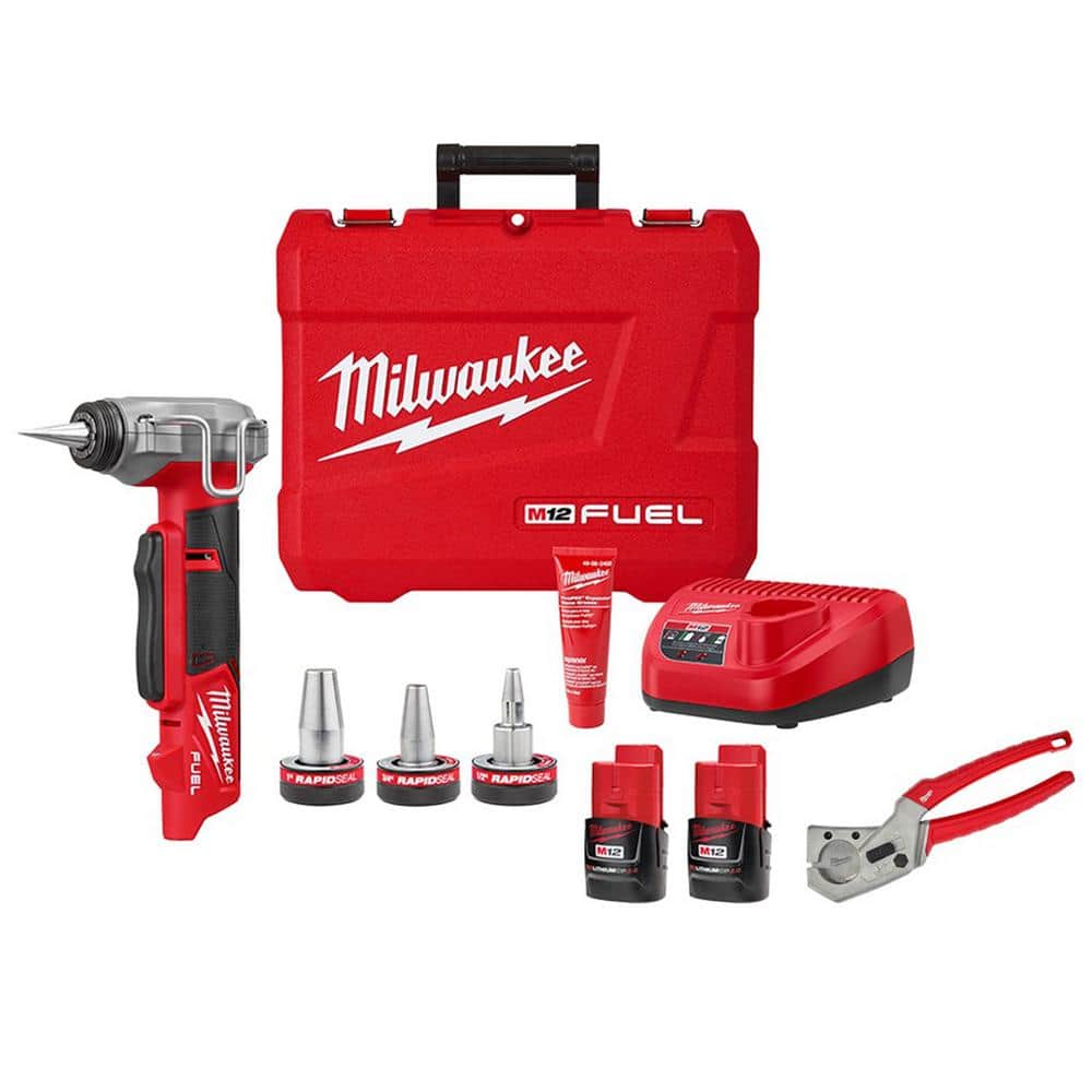 Milwaukee M12 FUEL RAPID SEAL ProPEX Expander Heads With 1/2 in. to 1 in. ProPEX Expansion Tool Kit With 1 in. PEX Tubing Cutter -  2532-22-48-22-