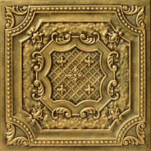 Bijou and Bee Bee Antique Gold 1.6 ft. x 1.6 ft. Decorative Foam Glue Up Ceiling Tile (21.6 sq. ft./case)