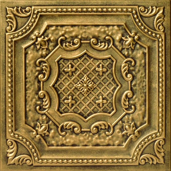 Bijou and Bee Bee Antique Gold 1.6 ft. x 1.6 ft. Decorative Foam Glue Up Ceiling Tile (259.2 sq. ft. /case)