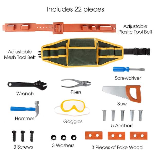 Black + Decker 23-Piece Kids Junior Tool Set Kids Pretend Play Tools  Backpack, 23 Tools & Accessories, Hammer, Phillips Screwdriver, Saw, Pliers