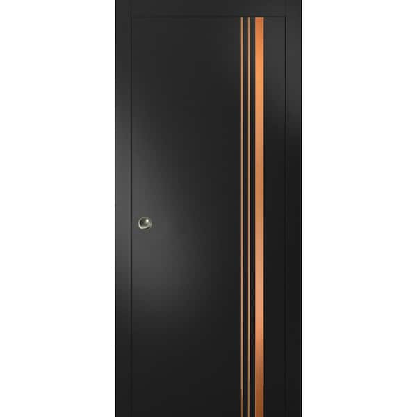 Sartodoors 18 in. x 96 in. 1 Panel Black Matte Finished Solid Wood with Honeycomb Sliding Door with Hardware