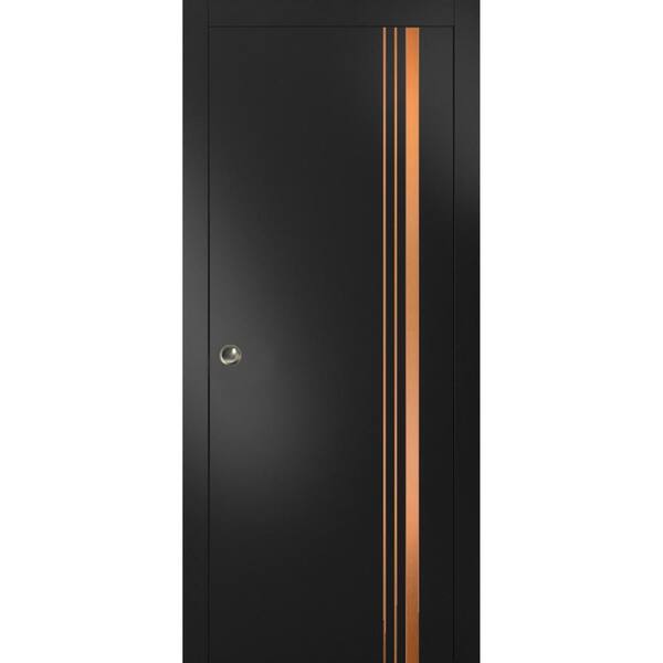 Sartodoors 24 in. x 80 in. 1 Panel Black Matte Finished Solid Wood with Honeycomb Sliding Door with Hardware