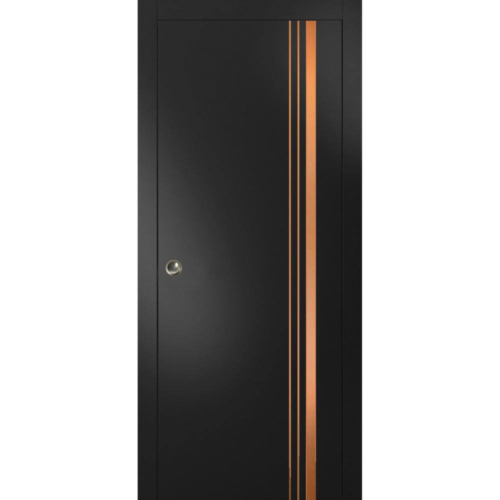 42 in. x 80 in. 1 Panel Black Matte Finished Solid Wood with Honeycomb Sliding Door with Hardware price history on PriceWatchPro