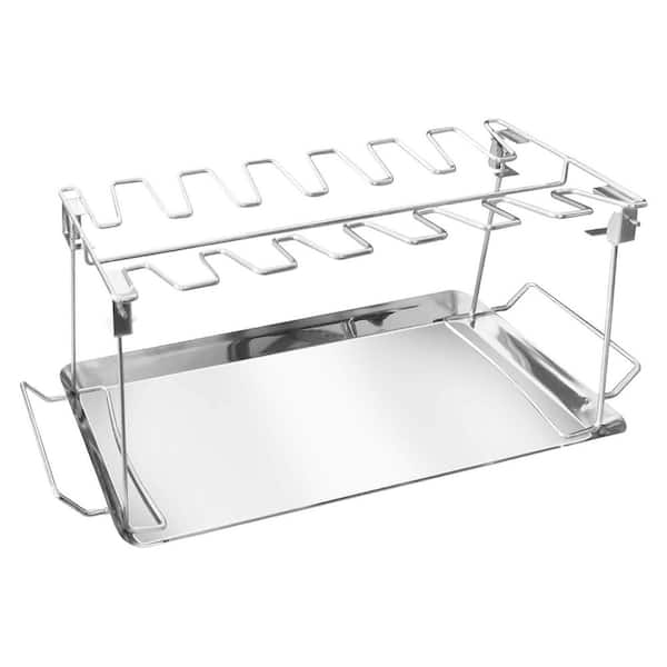 Stainless Steel Chicken Leg and Wing Rack 14 Slots Drumsticks Holder Roaster Stand for Grill Smoker Oven BBQ