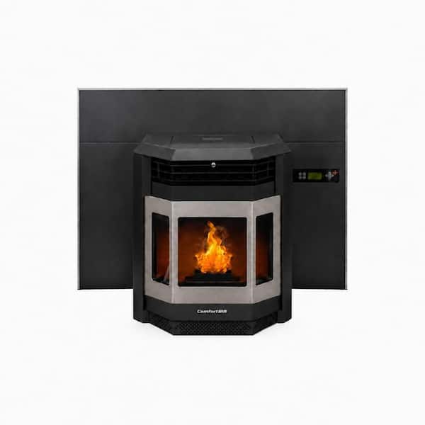 2,800 sq. ft Pellet Stove Fireplace Insert with a 47 lbs. Hopper in Black and Stainless Steel